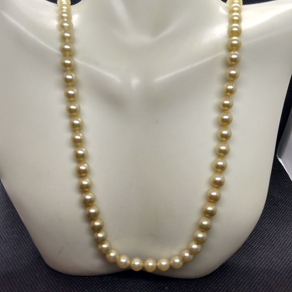 ❤️Authentic heavy pearl necklace 925 antique clasp w Swarovski crystals accent